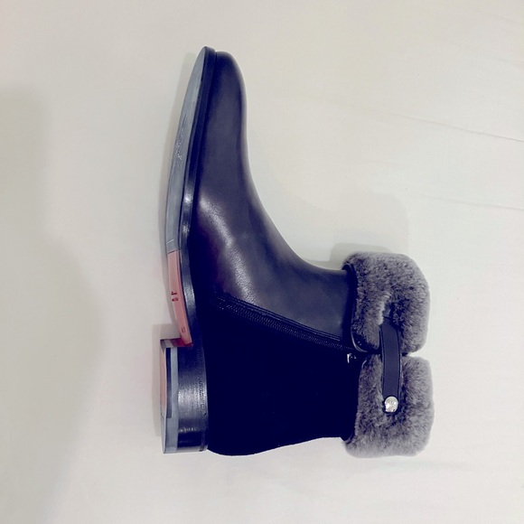 ~One Of a Kind~ SANTONI FUR LINED DRESS BOOTS LEATHER SUEDE BLACK NEW IN BOX 7.5 - Picture 7 of 10